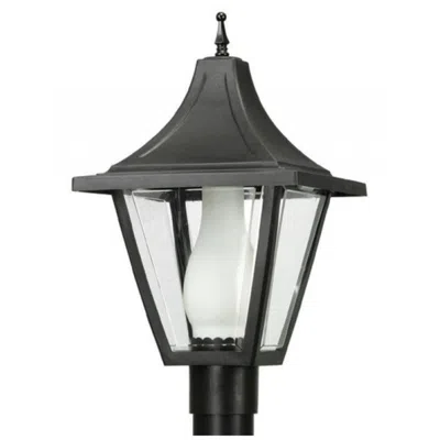 Wave Lighting Vanguard Black Post Top Light Clear Beveled, Glass Chimney