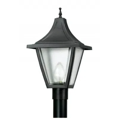 Wave Lighting Vanguard Black Post Top Light With Clear Beveled Lens