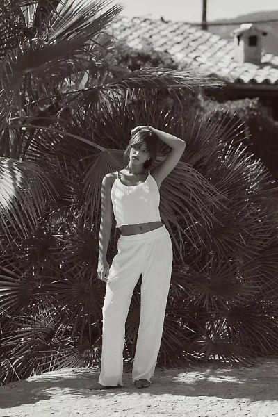 Waverles Pearly Cami + Pants Set In White