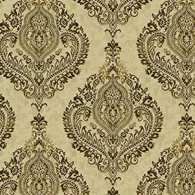 Waverly 100% Cotton Duck 45" Width Large Damsk Chai Color Sewing Fabric By The Yard In Beige
