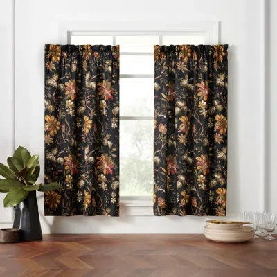Waverly Felicite Noir 100% Cotton Sateen Window Tier Pair