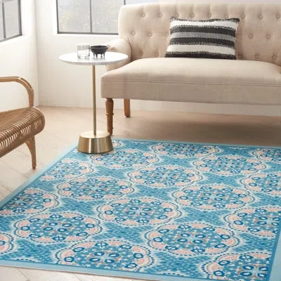 Waverly Floral Blue Outdoor Area Rug