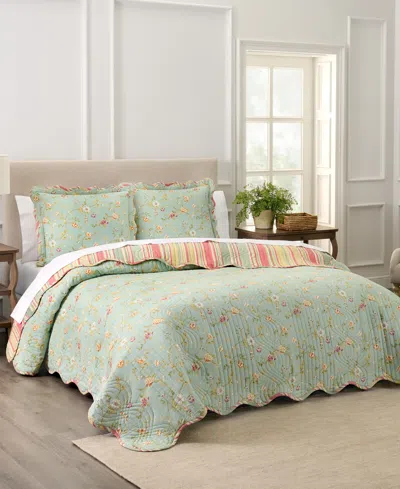 Waverly Garden Glitz Cotton 3-pc. Quilt Set, Queen In Green