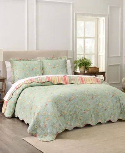 Waverly Garden Glitz Cotton Quilt Set In Green