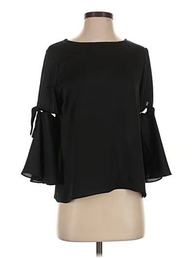 Pre-owned Waverly Grey 3/4 Sleeve Blouse In Black