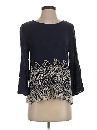 Pre-owned Waverly Grey 3/4 Sleeve Blouse In Black