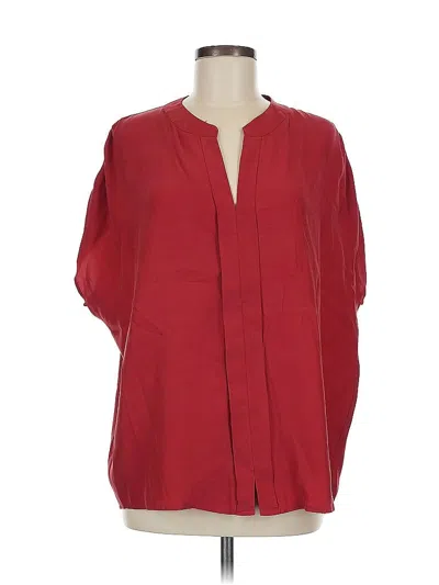 Pre-owned Waverly Grey 3/4 Sleeve Silk Top Red V Neck Tops