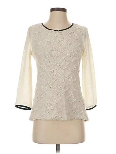 Pre-owned Waverly Grey 3/4 Sleeve Top Ivory Boatneck Tops In White