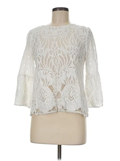 Pre-owned Waverly Grey 3/4 Sleeve Top Ivory Mock Neckline Tops