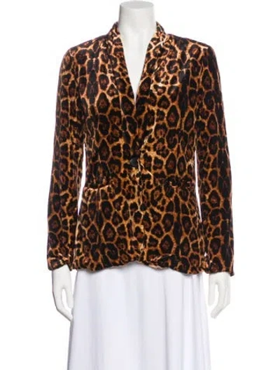 Pre-owned Waverly Grey Animal Print Blazer In Brown