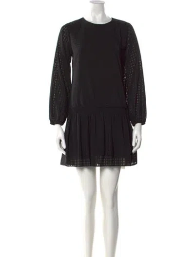 Pre-owned Waverly Grey Crew Neck Mini Dress In Black