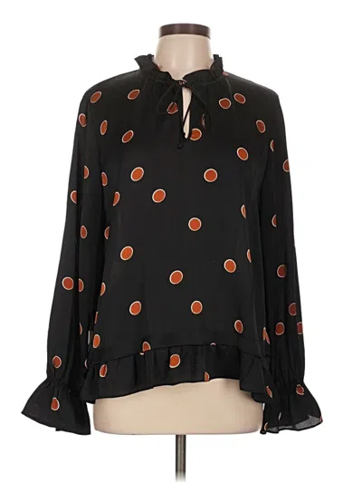 Pre-owned Waverly Grey Long Sleeve Blouse In Black