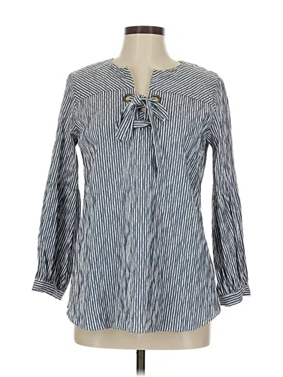 Pre-owned Waverly Grey Long Sleeve Blouse In Blue