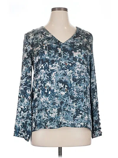 Pre-owned Waverly Grey Long Sleeve Blouse In Blue