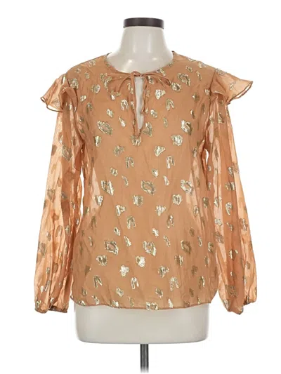 Pre-owned Waverly Grey Long Sleeve Blouse In Gold