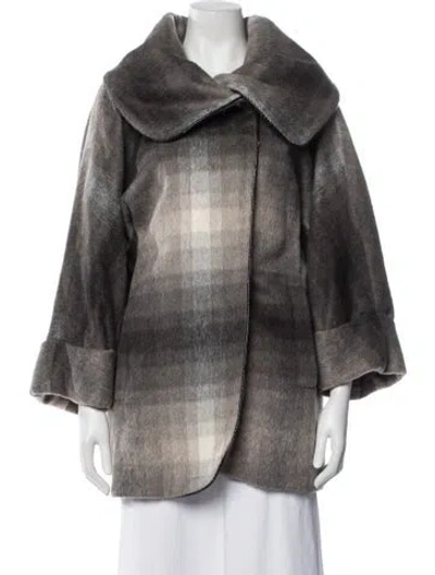 Pre-owned Waverly Grey Plaid Print Jacket In Grey