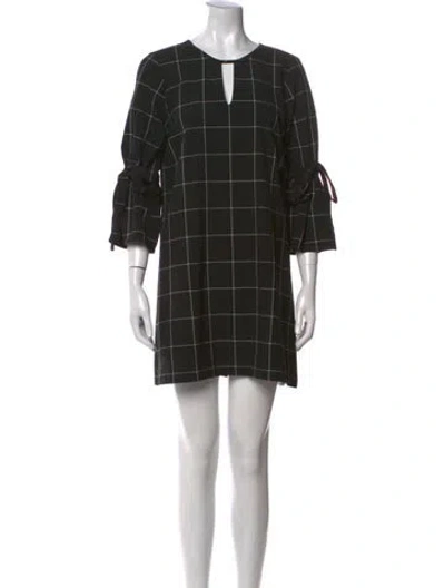 Pre-owned Waverly Grey Plaid Print Mini Dress In Black