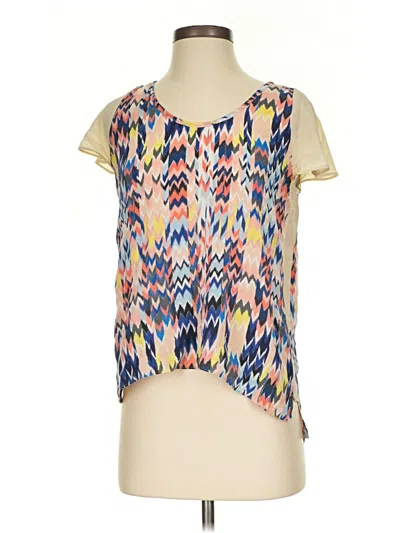 Pre-owned Waverly Grey Short Sleeve Blouse In White