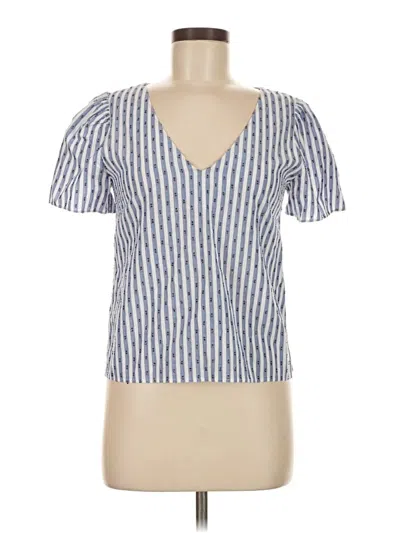 Pre-owned Waverly Grey Short Sleeve Top Blue Sweetheart Neckline Tops