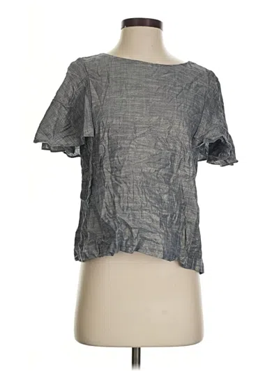Pre-owned Waverly Grey Short Sleeve Top Gray Square Neckline Tops