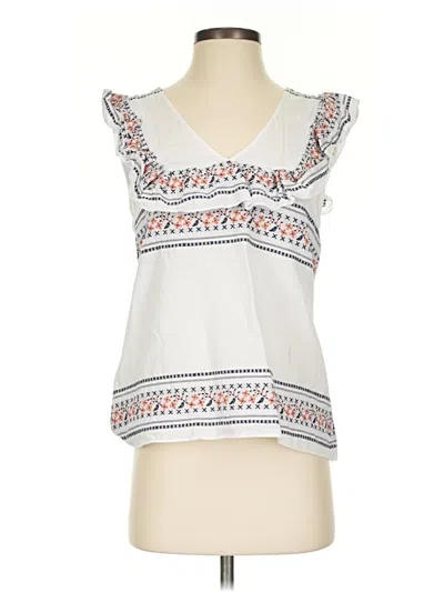 Pre-owned Waverly Grey Sleeveless Blouse In White