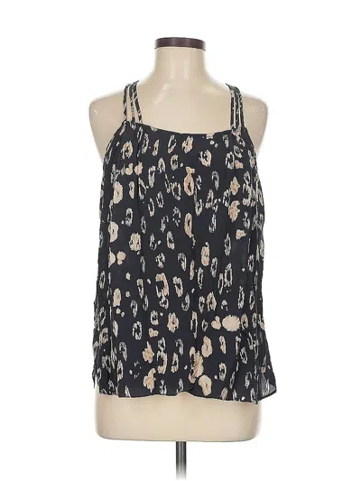 Pre-owned Waverly Grey Sleeveless Silk Top Black Halter Neckline Tops