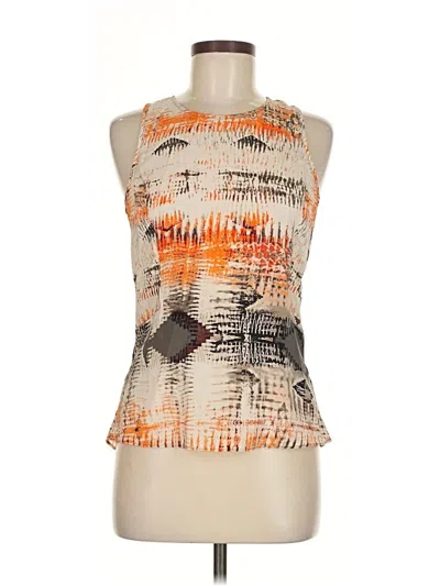 Pre-owned Waverly Grey Sleeveless Silk Top Orange Halter Neckline Tops
