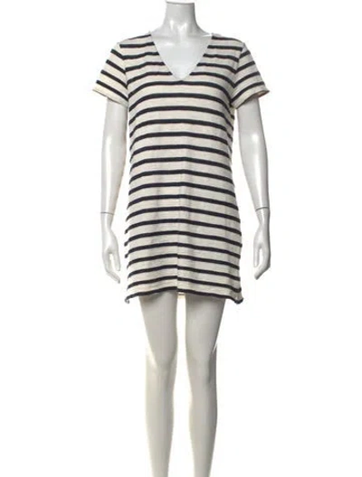 Pre-owned Waverly Grey Striped Mini Dress In Blue/white