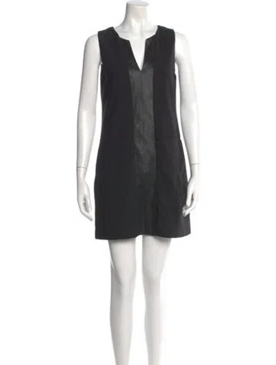 Pre-owned Waverly Grey V-neck Mini Dress In Black