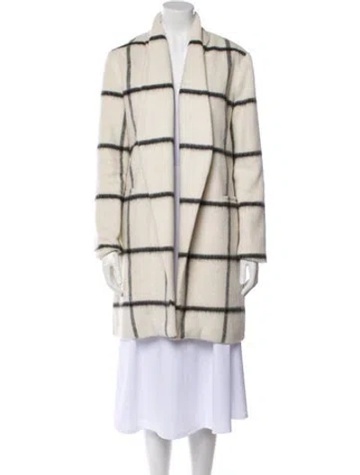 Pre-owned Waverly Grey Wool Plaid Print Coat In Neutral