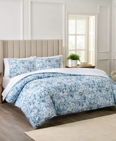 Waverly Hayden Microfiber Percale 3-pc. Comforter Set, Queen In Blue