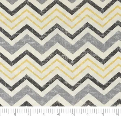 Waverly Inspirations 100% Cotton Duck Canvas 45" Wide Upholstery Fabric By The Yard, Chevron Black Sunshine