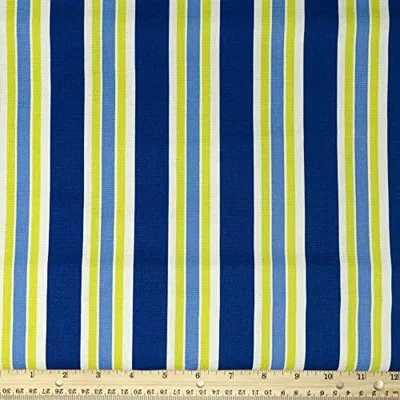 Waverly Inspirations 100% Cotton Duck Canvas 45" Wide Upholstery Fabric By The Yard, Large Stripe Azure Sun In Teal