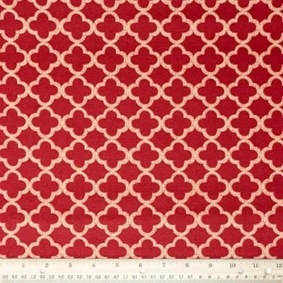 Waverly Inspirations 100% Cotton Duck Canvas 45" Wide Upholstery Fabric By The Yard, Medallion Ruby In Red