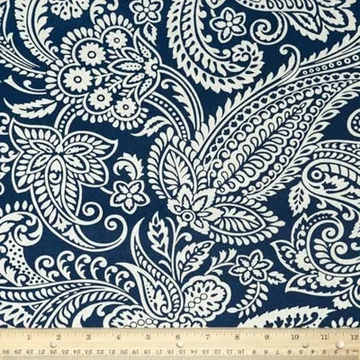Waverly Inspirations 100% Cotton Duck Canvas 45" Wide Upholstery Fabric By The Yard, Paisley Navy