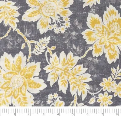 Waverly Inspirations 100% Cotton Duck Canvas 45" Wide Upholstery Fabric By The Yard, Petal Print Black Sunsh