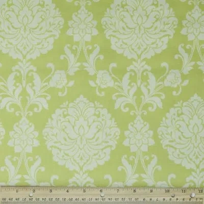 Waverly Inspirations 100% Cotton Duck Canvas 45" Wide Upholstery Fabric By The Yard, Small Damask Celery In Teal