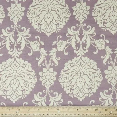 Waverly Inspirations 100% Cotton Duck Canvas 45" Wide Upholstery Fabric By The Yard, Small Damask Lilac In Teal