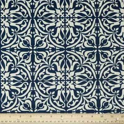 Waverly Inspirations 100% Cotton Duck Canvas 45" Wide Upholstery Fabric By The Yard, Tile Navy