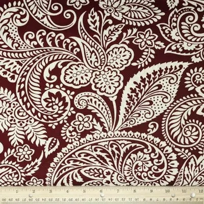 Waverly Inspirations 100% Cotton Duck Canvas 54" Wide Upholstery Fabric By The Yard, Graphic Paisley Red