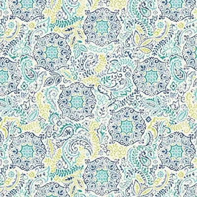 Waverly Inspirations 100% Cotton Duck Canvas Upholstery Fabric By The Yard, Disks Azure In Teal