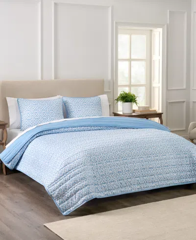 Waverly Kaidyn Print Microfiber 3-pc. Quilt Set, King In Blue