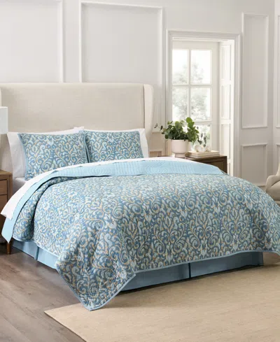 Waverly Kensington Cotton 4-pc. Quilt Set, Queen In Blue