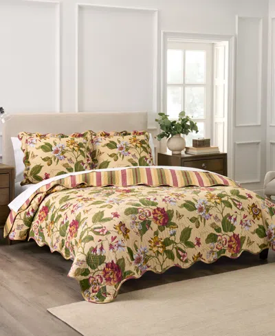 Waverly Laurel Spring Cotton 3-pc. Quilt Set, King In Brown
