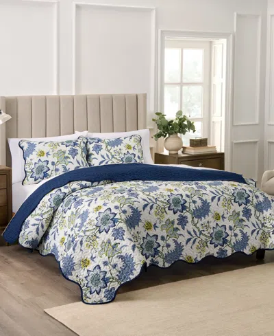 Waverly Maldives Percale 3-pc. Quilt Set, King In Blue