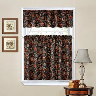 Waverly Navarra Onyx 100% Polyester Jacquard Weave Tier & Valance Set