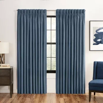 Waverly Serendipity Pinch Pleat Rod Pocket Light-filtering Single Curtain Panel In Blue