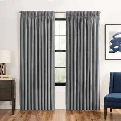 Waverly Serendipity Pinch Pleat Rod Pocket Light-filtering Single Curtain Panel In Gray
