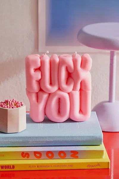 Wavey Casa F*** You Puffy Candle In Pink At Urban Outfitters