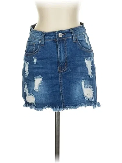 Pre-owned Wax Jean Denim Skirt In Blue